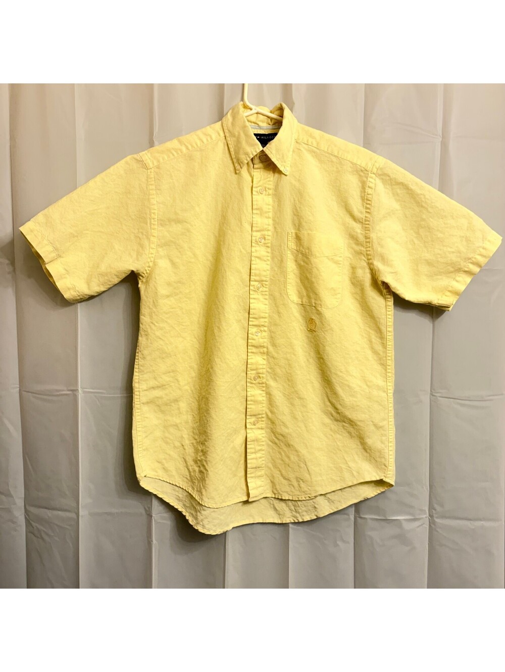 Tommy Hilfiger Men's Button Down Shirt Small S Yellow Linen Blend